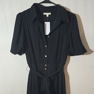 NWT Baltic Born Black Midi Dress with Button Detail